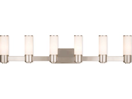 Livex Lighting Weston 6-Light Brushed Nickel Glass Vanity Light