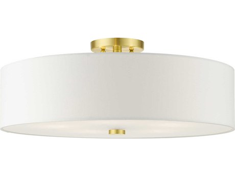 Livex Lighting Meridian 5-Light Satin Brass Drum Semi Flush Mount