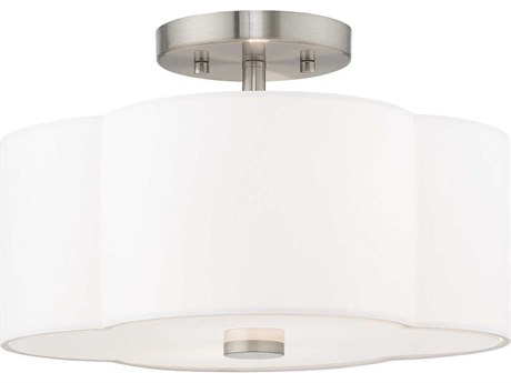 Livex Lighting Chelsea 2-Light Brushed Nickel White Semi Flush Mount