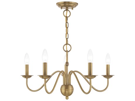 Livex Lighting Windsor 5-Light Antique Brass Candelabra Chandelier