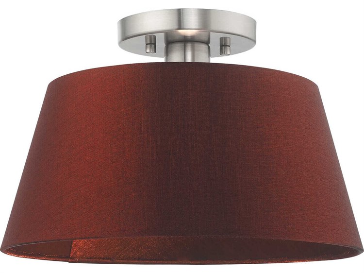 Photos - Chandelier / Lamp Livex Lighting Belclaire 1-Light Brushed Nickel Red Empire Semi Flush Moun