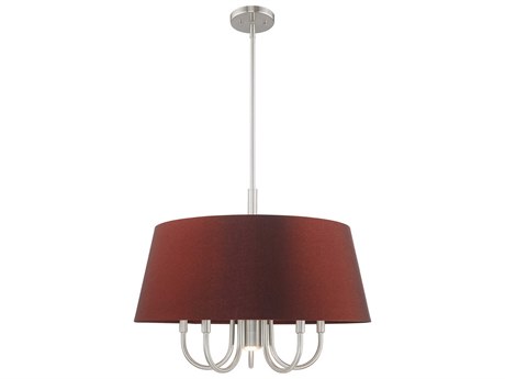 Livex Lighting Belclaire 6-Light Brushed Nickel Red Empire Chandelier