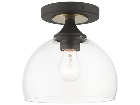 Livex Lighting Glendon 1-Light Bronze Antique Brass Glass Dome Semi Flush Mount