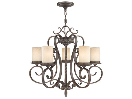 Livex Lighting Millburn Manor 5-Light Imperial Bronze Glass Cylinder Chandelier