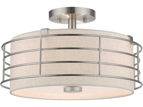 Livex Lighting Blanchard 3-Light Brushed Nickel Drum Semi Flush Mount