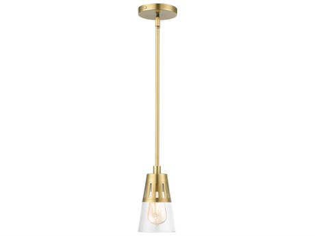 Livex Lighting Bennington 1-Light Natural Brass Glass Mini Pendant