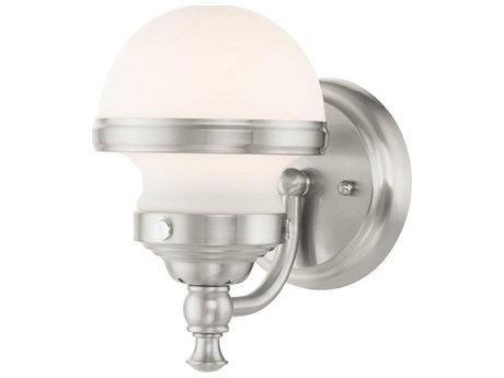 Livex Lighting Oldwick 1-Light Brushed Nickel Glass Wall Sconce
