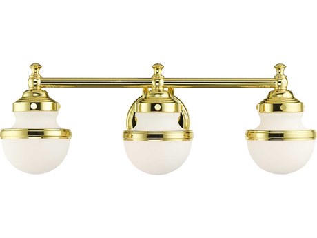 Livex Lighting Oldwick 3-Light Polished Brass Glass Vanity Light