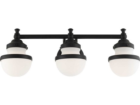 Livex Lighting Oldwick 3-Light Black Glass Vanity Light