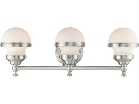 Livex Lighting Oldwick 3-Light Brushed Nickel Glass Vanity Light