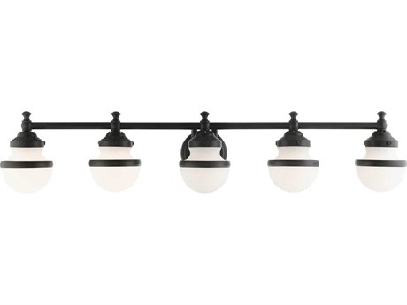 Livex Lighting Oldwick 5-Light Black Glass Vanity Light