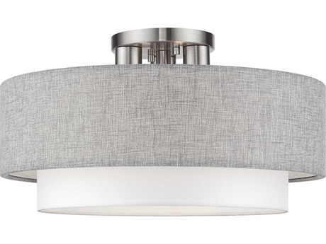 Livex Lighting Brookmeade 3-Light Brushed Nickel Semi Flush Mount