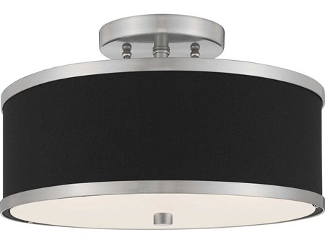 Livex Lighting Park Ridge 2-Light Brushed Nickel Drum Semi Flush Mount