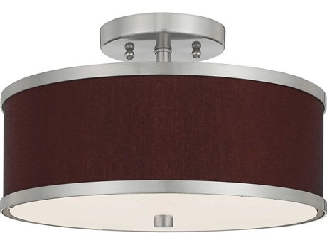 Livex Lighting Park Ridge 2-Light Brushed Nickel Drum Semi Flush Mount