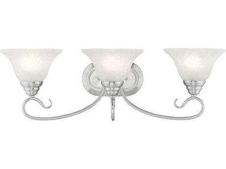 Livex Lighting Coronado 3-Light Brushed Nickel White Glass Vanity Light