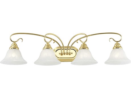 Livex Lighting Coronado 4-Light Polished Brass White Glass Vanity Light