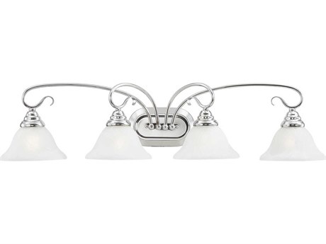 Livex Lighting Coronado 4-Light Polished Chrome White Glass Vanity Light