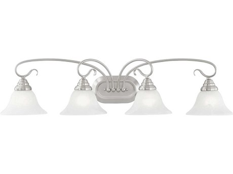 Livex Lighting Coronado 4-Light Brushed Nickel White Glass Vanity Light