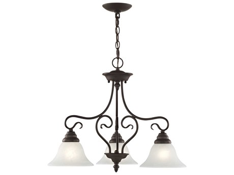 Livex Lighting Coronado 3-Light Bronze White Glass Bell Chandelier