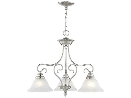 Livex Lighting Coronado 3-Light Brushed Nickel White Glass Bell Chandelier