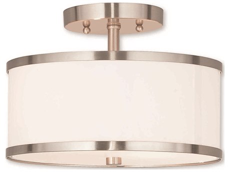 Livex Lighting Park Ridge 2-Light Brushed Nickel Drum Semi Flush Mount