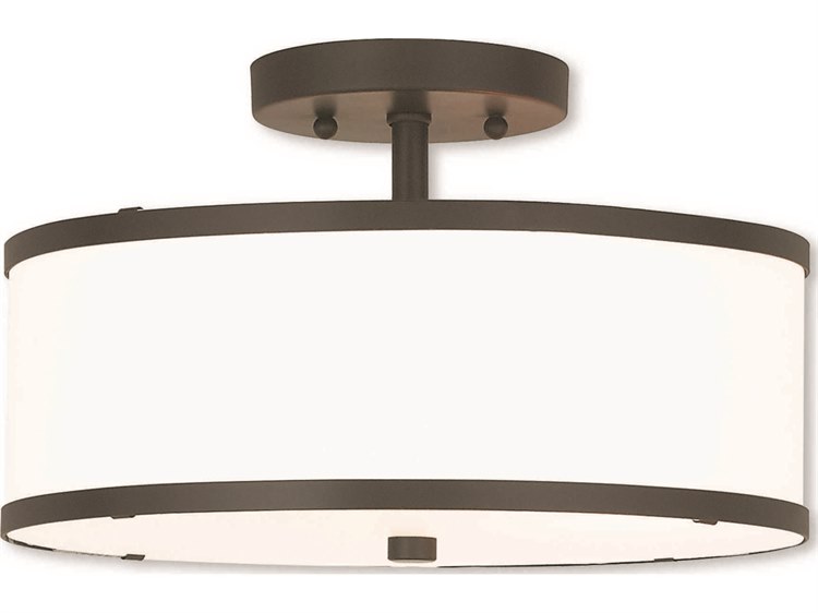 Photos - Chandelier / Lamp Livex Lighting Park Ridge 2-Light Bronze Drum Semi Flush Mount 62627-07