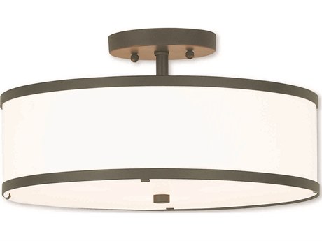 Livex Lighting Park Ridge 3-Light Bronze Drum Semi Flush Mount