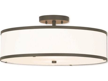 Livex Lighting Park Ridge 3-Light Bronze Drum Semi Flush Mount