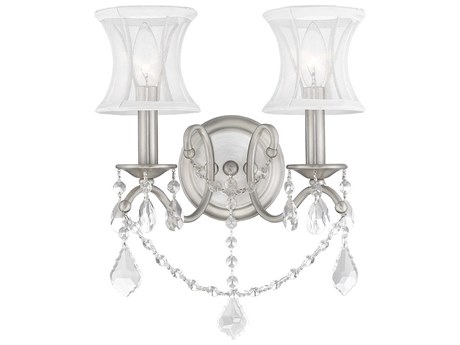 Livex Lighting Newcastle 2-Light Brushed Nickel Crystal Wall Sconce