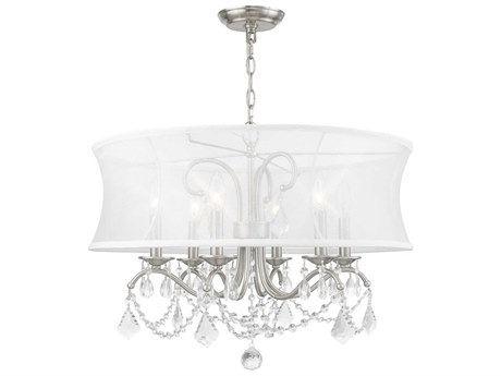 Livex Lighting Newcastle 6-Light Brushed Nickel Crystal Chandelier