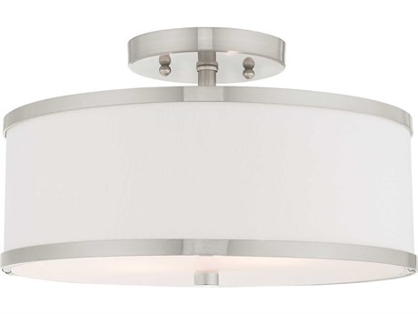 Livex Lighting Park Ridge 2-Light Brushed Nickel Drum Semi Flush Mount