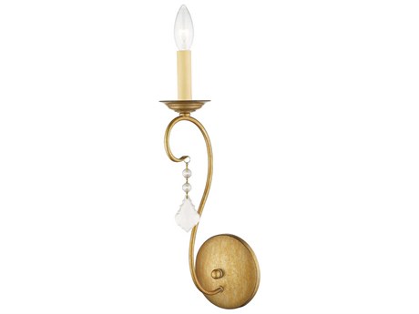 Livex Lighting Chesterfield Pennington 1-Light Antique Gold Leaf Crystal Wall Sconce