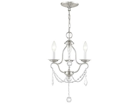Livex Lighting Chesterfield 3-Light Brushed Nickel Crystal Chandelier