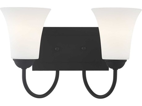 Livex Lighting Ridgedale 2-Light Black White Glass Vanity Light