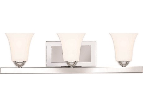 Livex Lighting Ridgedale 3-Light Polished Chrome White Glass Vanity Light