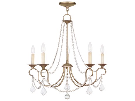 Livex Lighting Pennington 5-Light Hand Painted Antique Silver Leaf Crystal Candelabra Chandelier