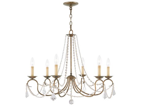 Livex Lighting Pennington 6-Light Hand Applied Venetian Golden Bronze Crystal Candelabra Chandelier