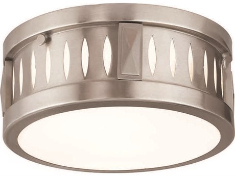 Livex Lighting Vista 2-Light Brushed Nickel Glass Drum Flush Mount