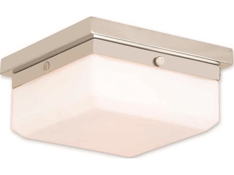 Livex Lighting Allure 2-Light Polished Nickel White Glass Flush Mount