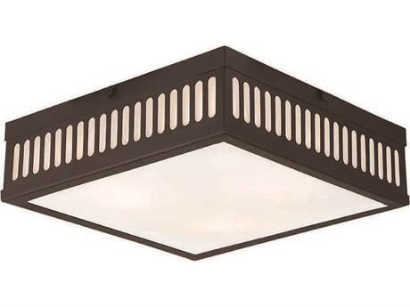 Livex Lighting Prentice 3-Light Bronze Glass Flush Mount