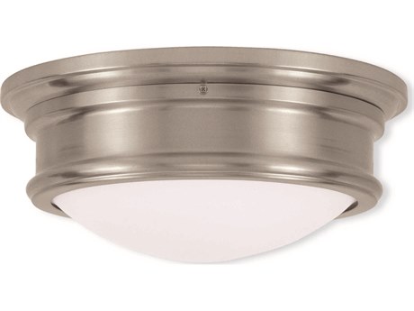 Livex Lighting Astor 2-Light Brushed Nickel Glass Bowl Flush Mount