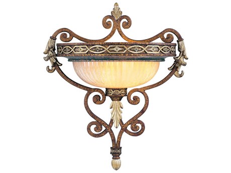Livex Lighting Seville 1-Light Palacial Bronze Gilded Gold Glass Wall Sconce
