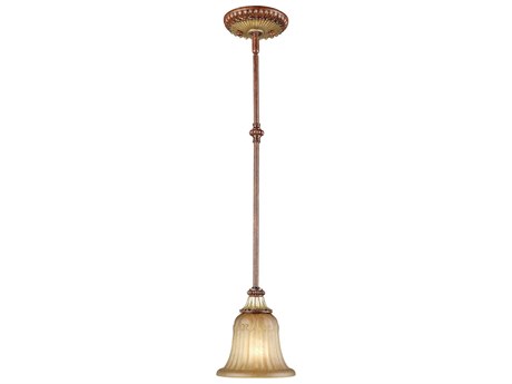 Livex Lighting Villa Verona 1-Light Bronze Aged Gold Leaf Glass Bell Mini Pendant