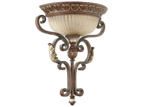 Livex Lighting Villa Verona 1-Light Bronze Aged Gold Leaf Glass Wall Sconce