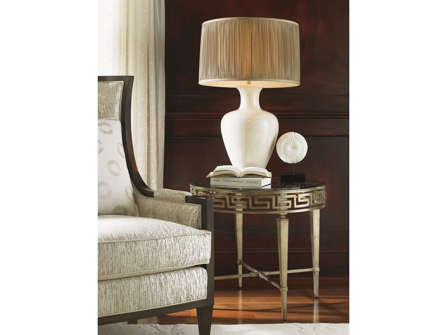 Lexington Tower Place Aston 28'' Wide Gold Leaf Round End Table LX010706951