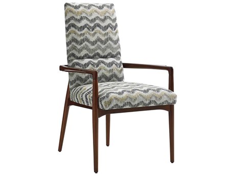 Lexington Take Five Rosewood Beige Upholstered Arm Dining Chair