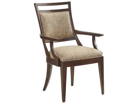 Lexington Silverado Walnut Wood Brown Upholstered Arm Dining Chair