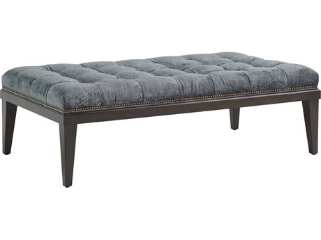 Lexington Silverado Charcoal Gray Upholstered Tufted Ottoman