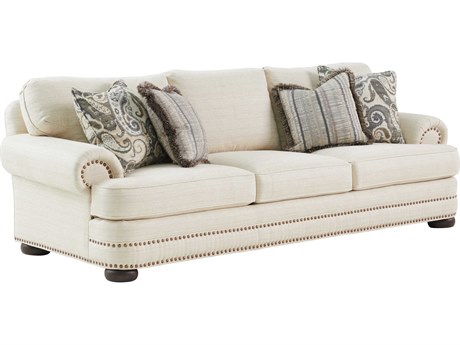 Lexington Silverado Walnut Cream Upholstered Sofa