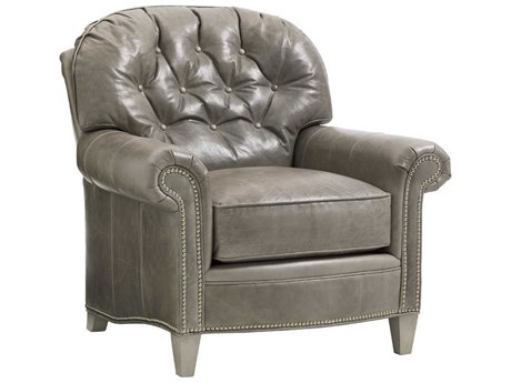 Lexington Oyster Bay Gray Leather Accent Chair